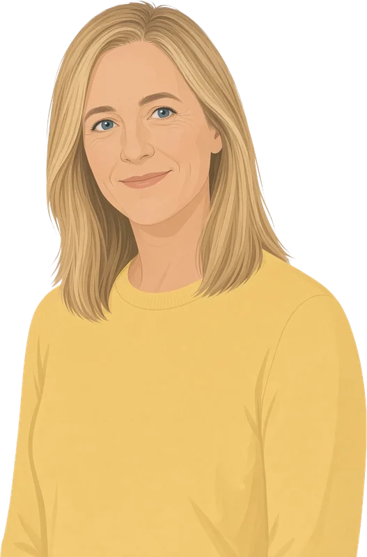 Illustration of Claire, an animal rescue director, smiling