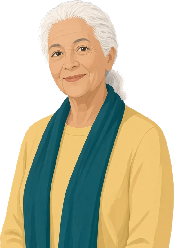 Illustration of June, a board treasurer, smiling